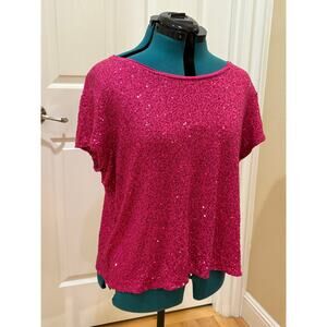 Women's 2XL Hot Pink Sequined T-Shirt by Dress Barn